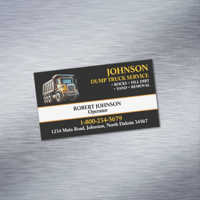 Professional Dump Truck Service Magnetische Visitenkarte (Beispiel)