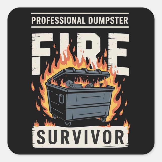 Professional Dumpster Fire Survivor Funny Work  Quadratischer Aufkleber (Vorderseite)