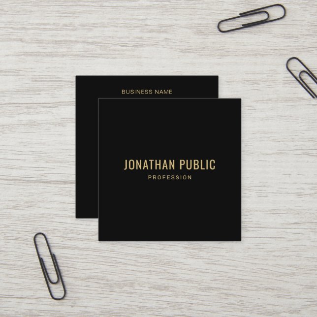 Professional Elegant Gold Text Create Your Own Quadratische Visitenkarte (Vorderseite/Rückseite Beispiel)