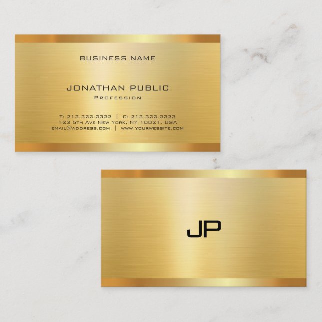 Professional Elegant Modern Faux Gold Premium Silk Visitenkarte (Vorne/Hinten)