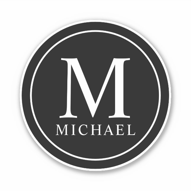 Professional Elegant Monogram and Name Aufkleber (Vorderseite)