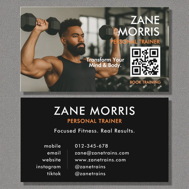 Professional Fitness Coach Photo QR Code Visitenkarte (Von Creator hochgeladen)