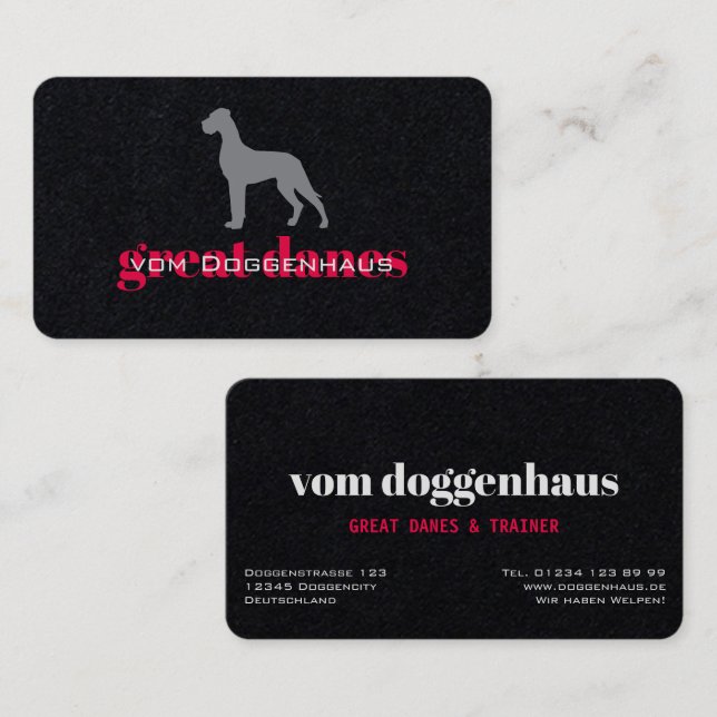 Professional Great Dane Business Card Visitenkarte (Vorne/Hinten)