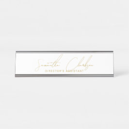 Professional Handwritten Gold Script Typography Schreibtischnamensplakette