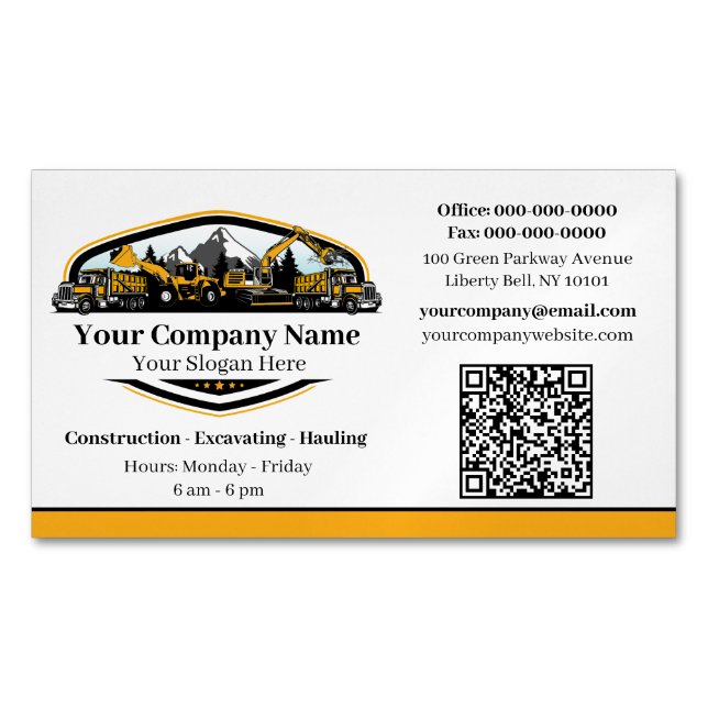 Professional Heavy Equipment Construction Company  Magnetische Visitenkarte (Vorderseite)