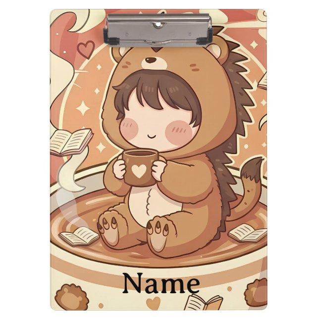 Professional Hedgehog Chibi Office Clipboard Klemmbrett (Vorderseite)