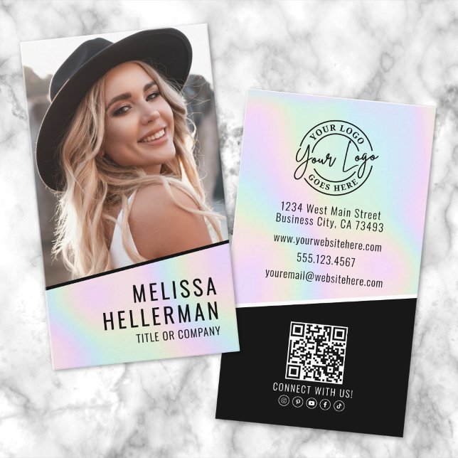 Professional Holographic Photo Logo Vertical Visitenkarte (Professional Holographic Photo Logo Vertical Business Card)
