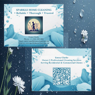 Professional Home Cleaning Services Logo QR Code Visitenkarte