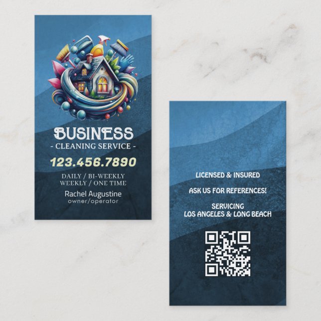 Professional House Cleaning Service Housekeeping Visitenkarte (Vorne/Hinten)