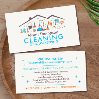 Professional House Cleaning Services Business Card Visitenkarte