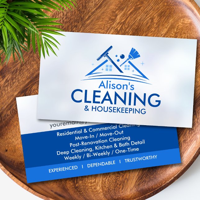 Professional House Cleaning Services Business Card Visitenkarte (Von Creator hochgeladen)