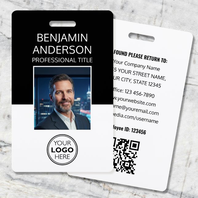 Professional ID Photo Logo Employee Staff Black Ausweis (Von Creator hochgeladen)