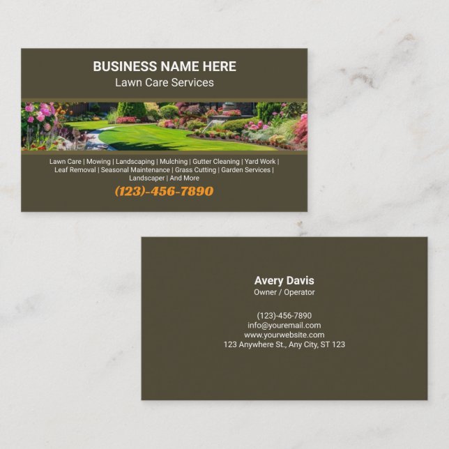 Professional Lawn Care Landscaping Garden Services Visitenkarte (Vorne/Hinten)