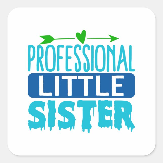 Professional Little Sister Blue Paint Drip Quadratischer Aufkleber (Vorderseite)