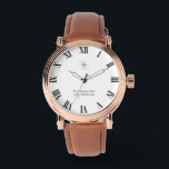 Professional Logo & Business Name Modern  Armbanduhr<br><div class="desc">Promote your brand with a professional modern watch promotional design featuring your business logo and company name. This elegant minimalist style is perfect for business branding, marketing campaigns, product showcases, and promotional presentations. The stylish rose gold vintage watch with a brown leather strap provides a luxury and professional look, making...</div>