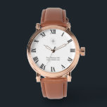 Professional Logo & Business Name Modern Armbanduhr<br><div class="desc">Promote your brand with a professional modern watch promotional design featuring your business logo and company name. This elegant minimalist style is perfect for business branding, marketing campaigns, product showcases, and promotional presentations. The stylish rose gold vintage watch with a brown leather strap provides a luxury and professional look, making...</div>