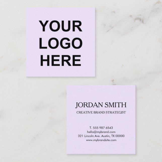 Professional Logo Minimal Modern Lavender   Quadratische Visitenkarte (Vorne/Hinten)