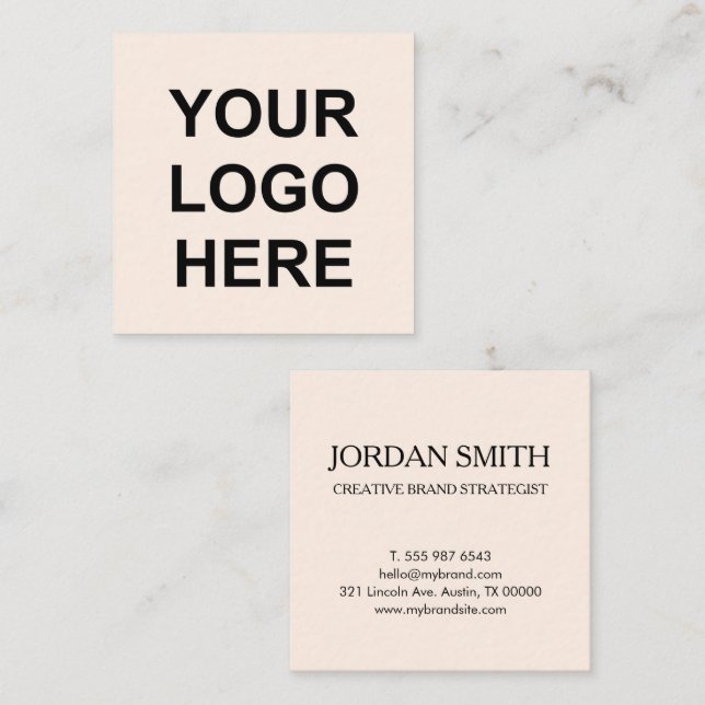 Professional Logo Minimal Modern Peach   Quadratische Visitenkarte (Vorne/Hinten)