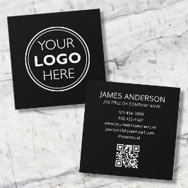 Professional Logo QR Code Minimalist Black Quadratische Visitenkarte