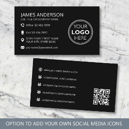 Professional Logo Social Media QR Code Black Visitenkarte