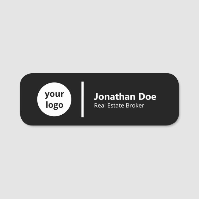Professional Luxury Black Real Estate Agent Namensschild (Vorderseite)