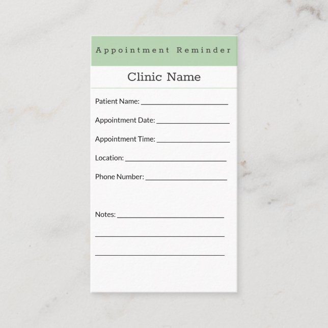 Professional Minimal Appointment Reminder Card Terminkarte (Vorderseite)