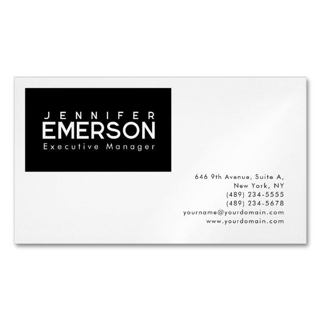 Professional minimalist modern plain black white magnetische visitenkarte (Vorderseite)