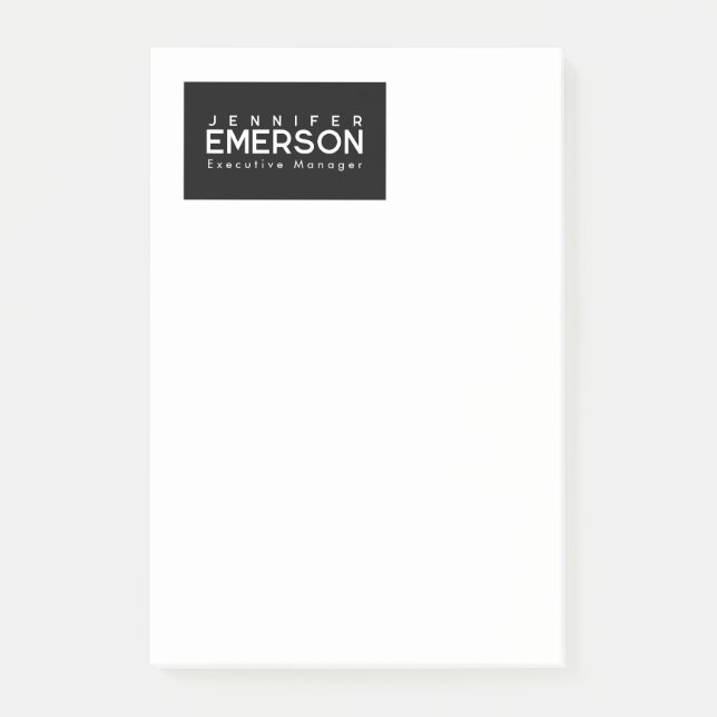 Professional minimalist modern plain black white post-it klebezettel (Vorderseite)