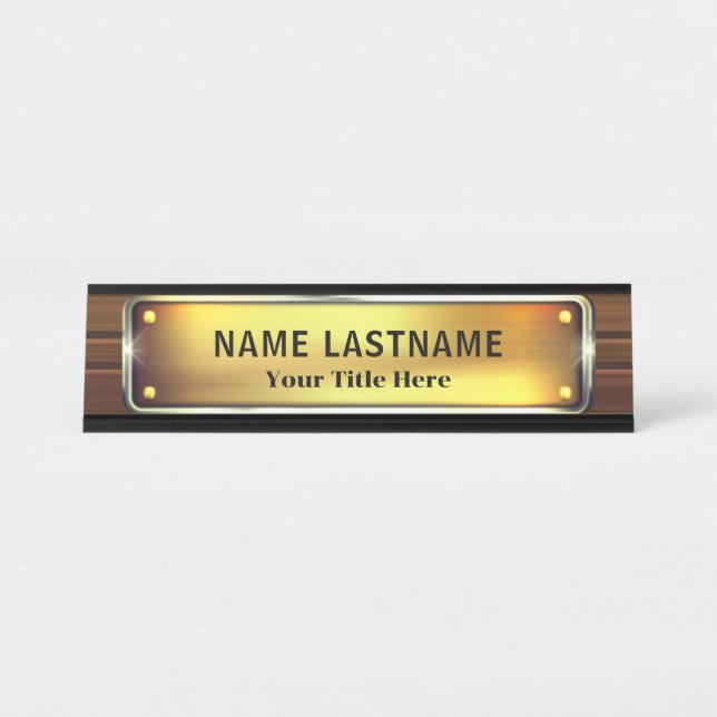 Professional Modern Black and Gold Office Schreibtischnamensplakette (Vorderseite )