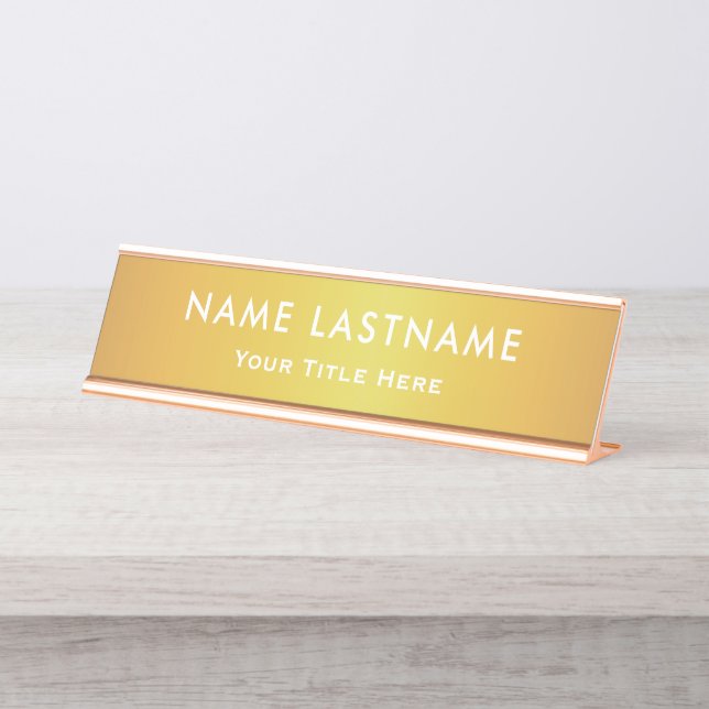 Professional Modern Black and Gold Office Schreibtischnamensplakette (Vorderseite )