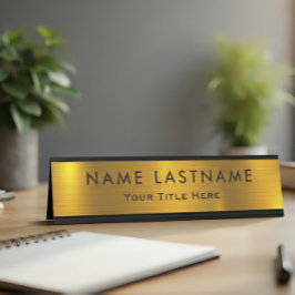 Professional Modern Black and Gold Office Schreibtischnamensplakette