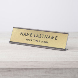 Professional Modern Black and Gold Office Schreibtischnamensplakette