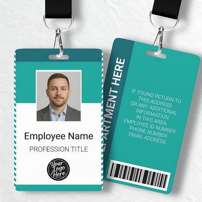 Professional Modern Geometric Teal Stripes Staff Ausweis (Professional Modern Geometric Teal Stripes Staff Badge)