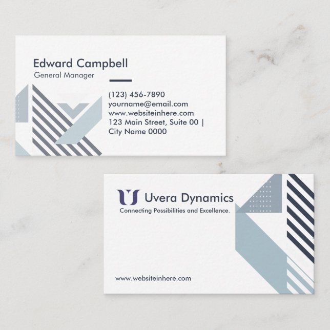 Professional Modern Geometric White Cool Layout Visitenkarte (Vorne/Hinten)