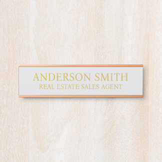 Professional Modern Gray Gold Office Name Title Türschild
