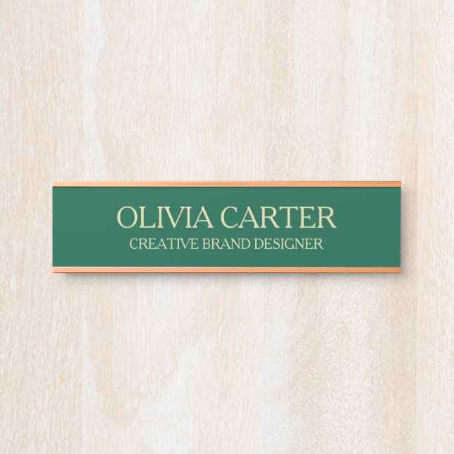 Professional Modern green Gold Office Name Title Türschild (Vorderseite )