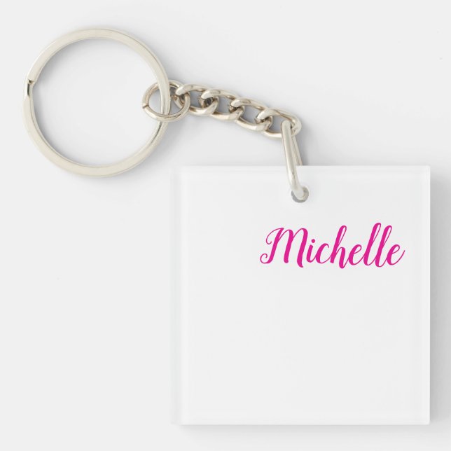 Professional modern handwriting name pink white schlüsselanhänger (Vorderseite)