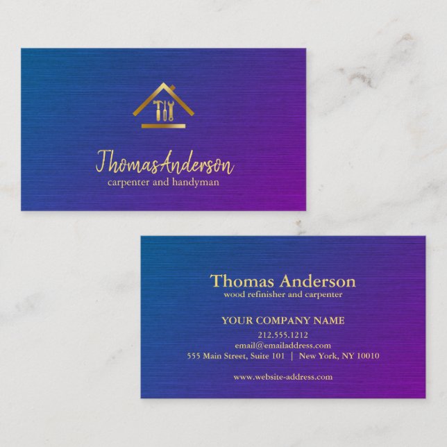 Professional Modern Home Repair Handyman Visitenkarte (Vorne/Hinten)