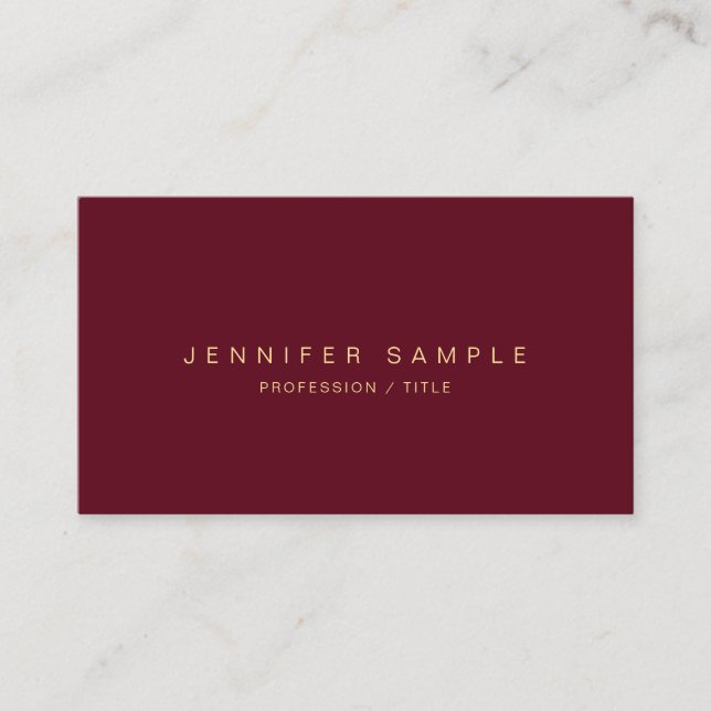 Professional Modern Minimalist Elegant Bordeaux Visitenkarte (Vorderseite)