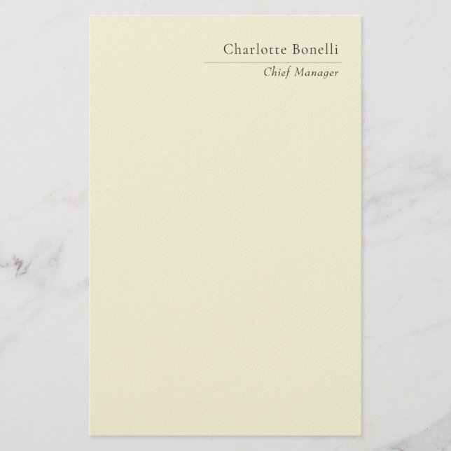 Professional Modern Minimalist Plain Beige Color Briefpapier (Vorderseite)