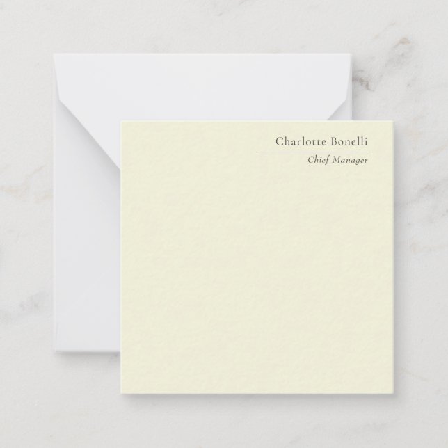 Professional Modern Minimalist Plain Beige Color Mitteilungskarte (Vorderseite)