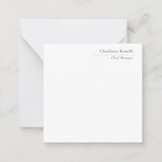 Professional Modern Minimalist Plain Black & White Mitteilungskarte (Vorderseite)