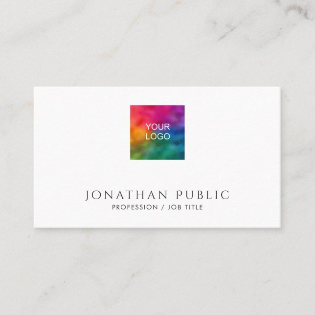 Professional Modern Minimalist Upload Your Logo to Visitenkarte (Vorderseite)
