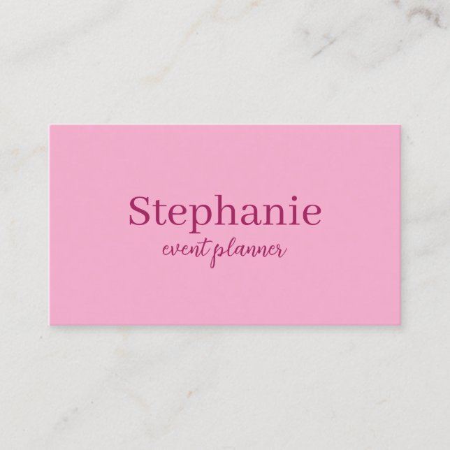 Professional Modern Pink Elegant Trendy Girly Visitenkarte (Vorderseite)