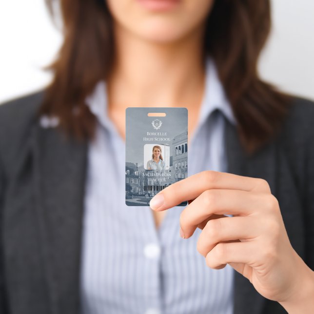 Professional Modern Teacher Photo ID Badge Ausweis (Presented)