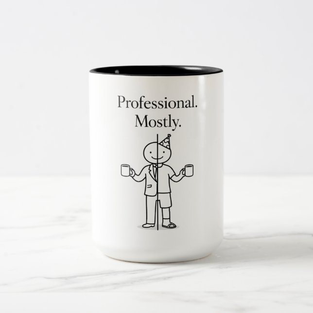 Professional. Mostly. – Funny Office Humor Coffee  Zweifarbige Tasse (Mittel)