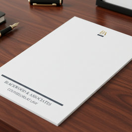 Professional Navy Gold Monogram Legal Desk Pad Notizblock