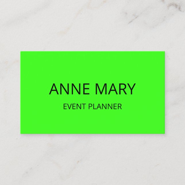 Professional Neon Green Elegant Colorful Bright Visitenkarte (Vorderseite)