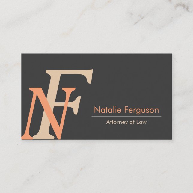 Professional Orange elegant initials card | zu Visitenkarte (Vorderseite)