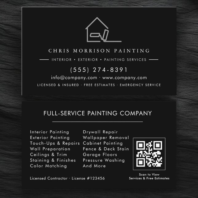 Professional Painting Service Contractor QR Code Visitenkarte (Von Creator hochgeladen)